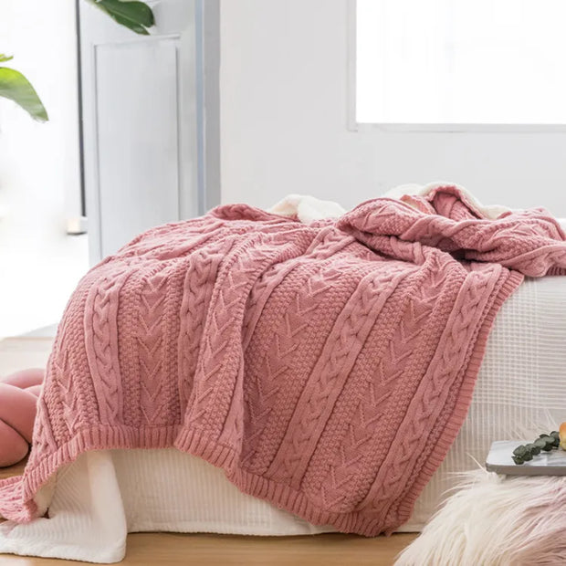 Couverture tricotée décontractée au style rétro pour l'automne et l'hiver