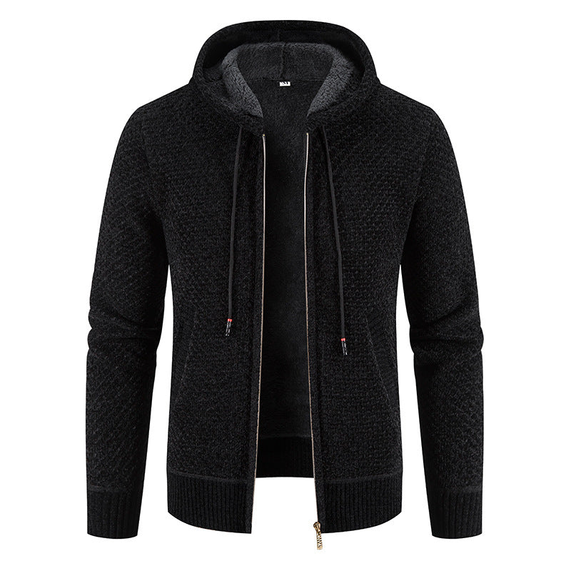 Herrenstrickjacke mit Kapuze und Innenfutter - Rynor