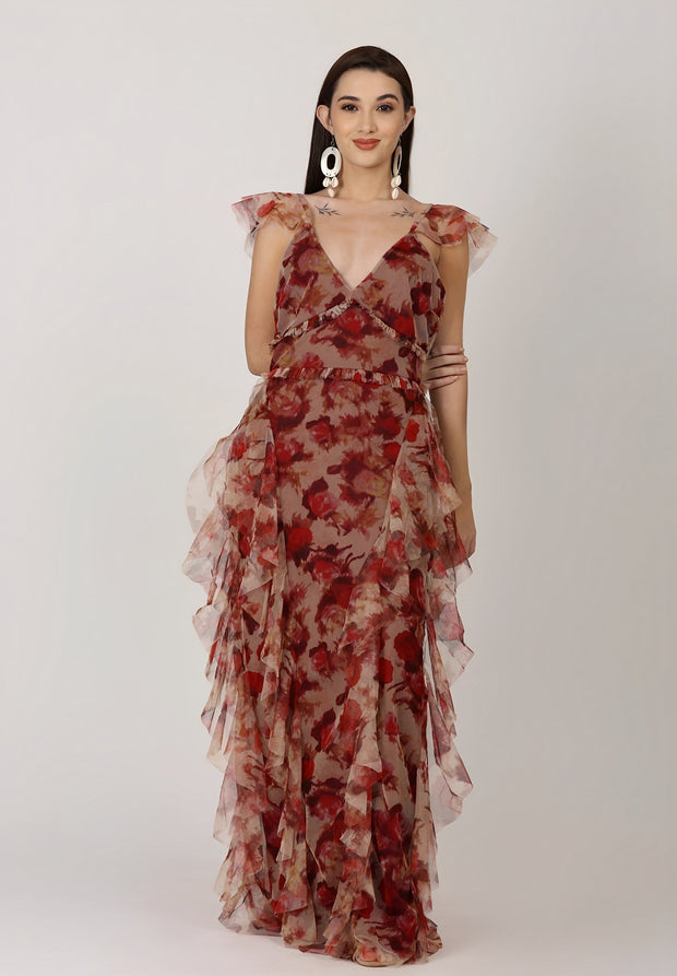 Judy - Longue robe bohème à fleurs