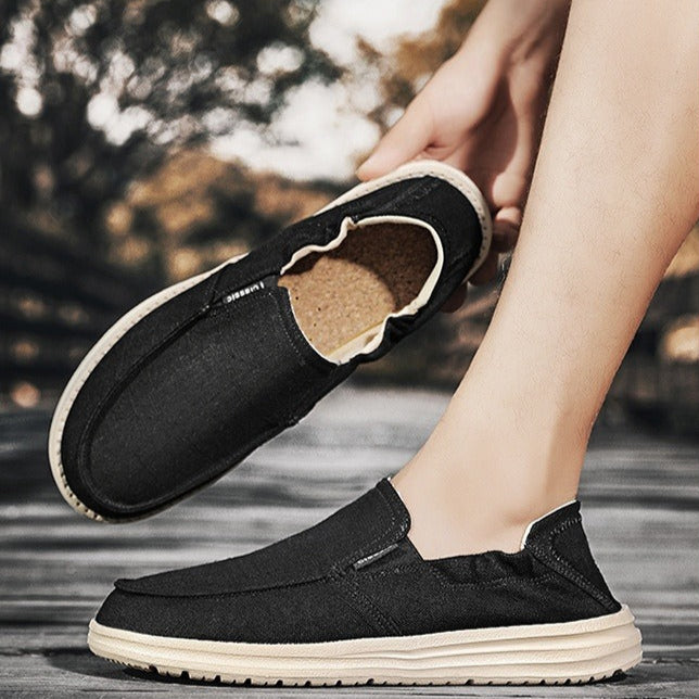 Herren-Slipper aus atmungsaktivem Segeltuch im Slip-on-Stil - Bruno