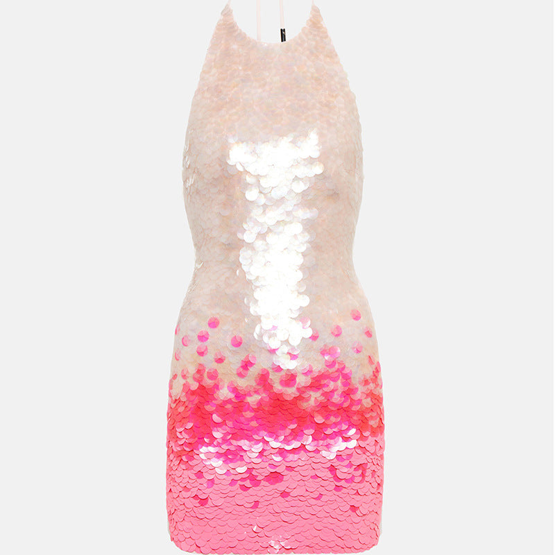 Minikleid mit Neckholder-Ausschnitt und Pailletten - Brilli