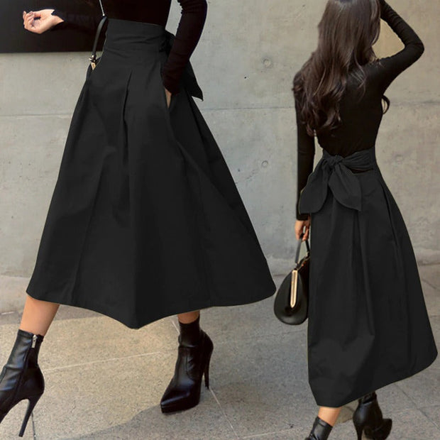 Jupe midi taille haute pour femme