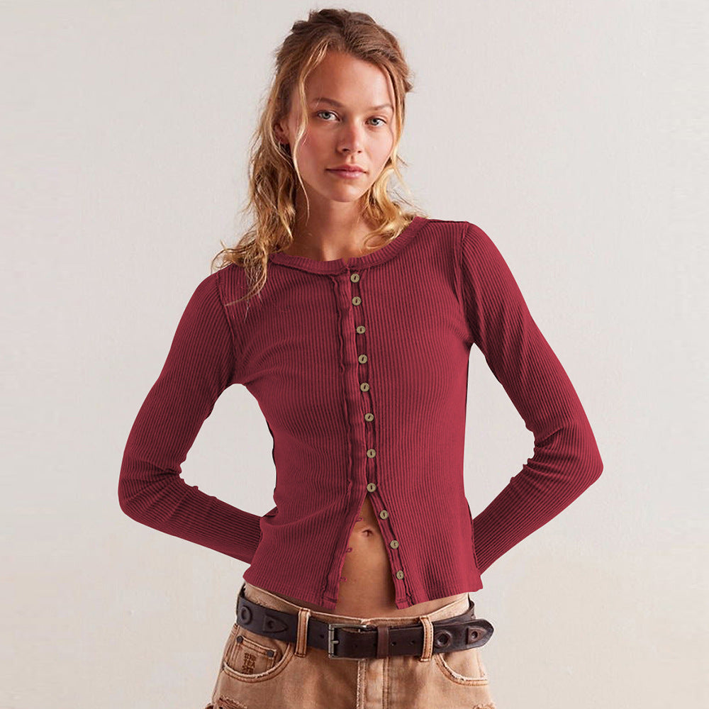Strickjacke mit Knöpfen in Rippenoptik für Damen - Seliane
