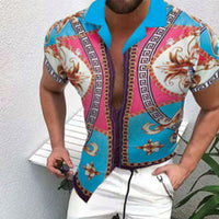 Chemise exotique à manches courtes pour hommes au look rétro