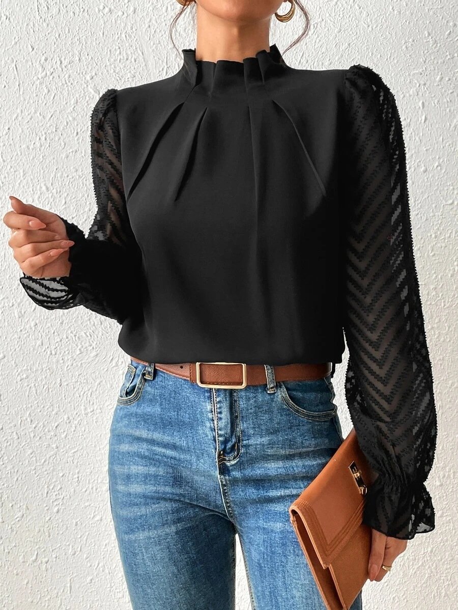 Langarm-Rollkragenbluse für Frauen - Elyra