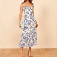 Dominica - Robe longue à imprimé floral et volants