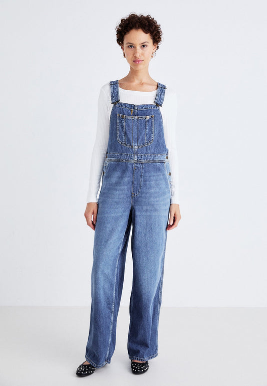 Combinaison en denim à coupe large et droite pour femme - Shirley