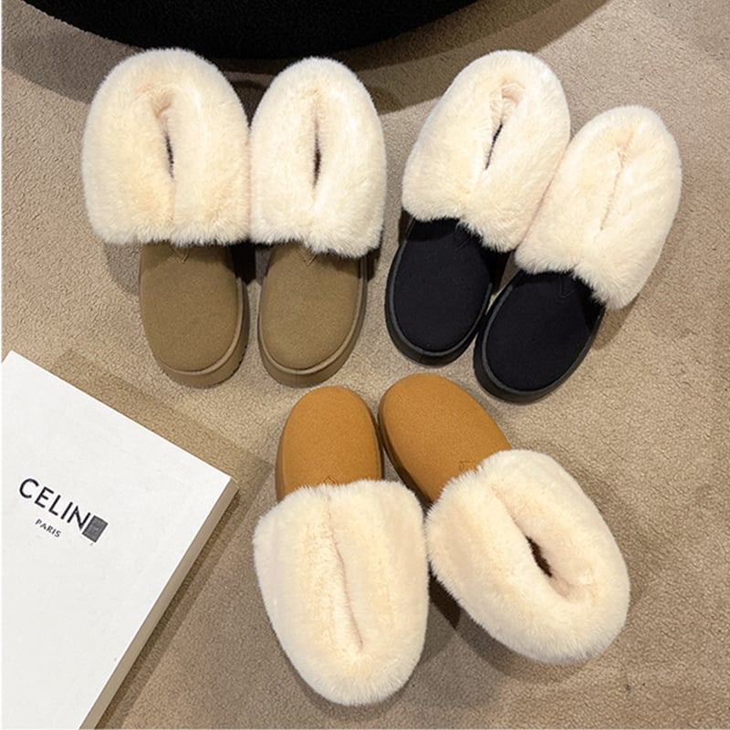 Winterliche Damenstiefeletten mit Plüschbesatz - Saivelle