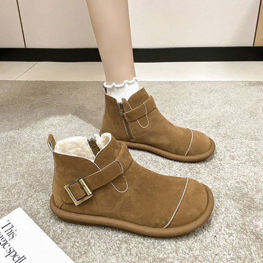 Damen-Winterstiefel aus Wildleder mit seitlicher Schnalle - Estelle
