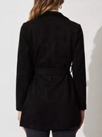 Weiche Wildlederjacke mit breitem Kragen - Celinne