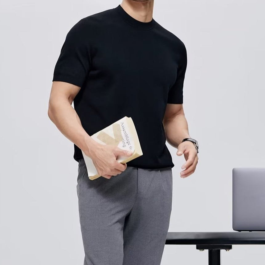 Herren-T-Shirt aus merzerisierter Baumwolle, Rundhalsausschnitt, minimalistischer Stil - Hugo