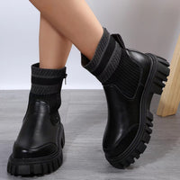 Damenstiefeletten mit dicker Sohle im Patchwork-Stil - Marisse