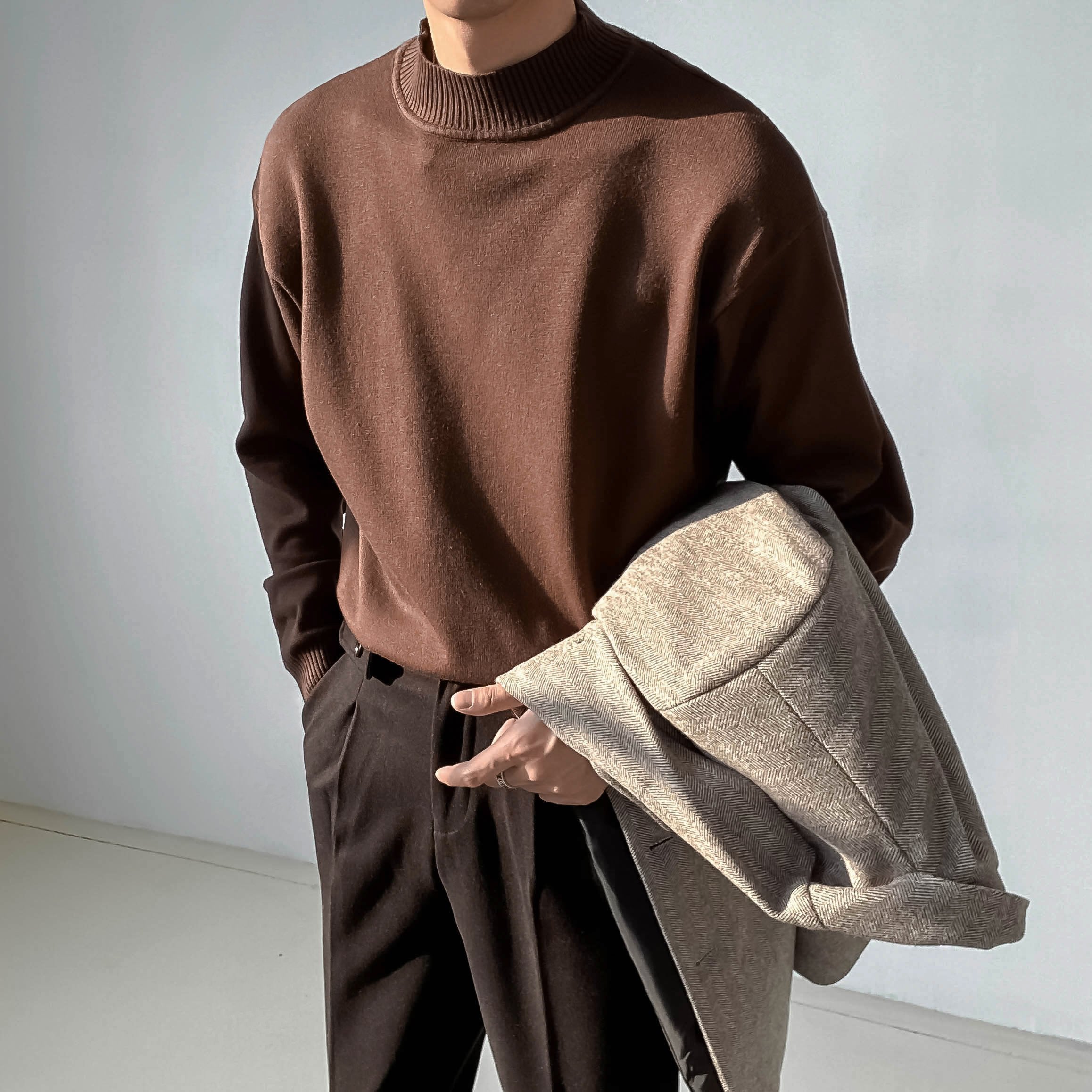 Herren Pullover einfarbig gestrickt - Renwald
