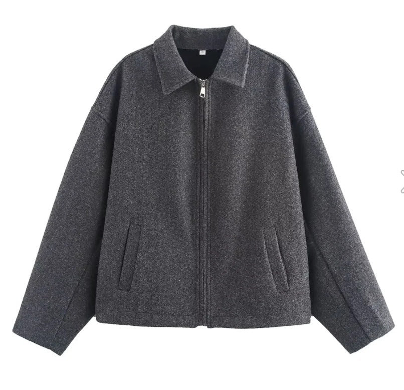 Kurze Wolljacke mit Reißverschluss für Damen - Sonia