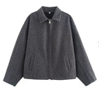 Kurze Wolljacke mit Reißverschluss für Damen - Sonia