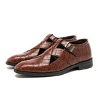 Formelle Herrenschuhe aus braunem Leder durchbrochenes Design elegant - Ferrano