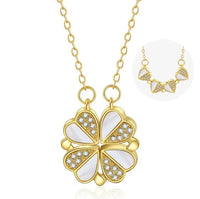 Collier pour femmes avec pendentif en forme de trèfle et de cœur