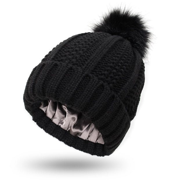Damenstrickmütze mit Bommel - Daitonna