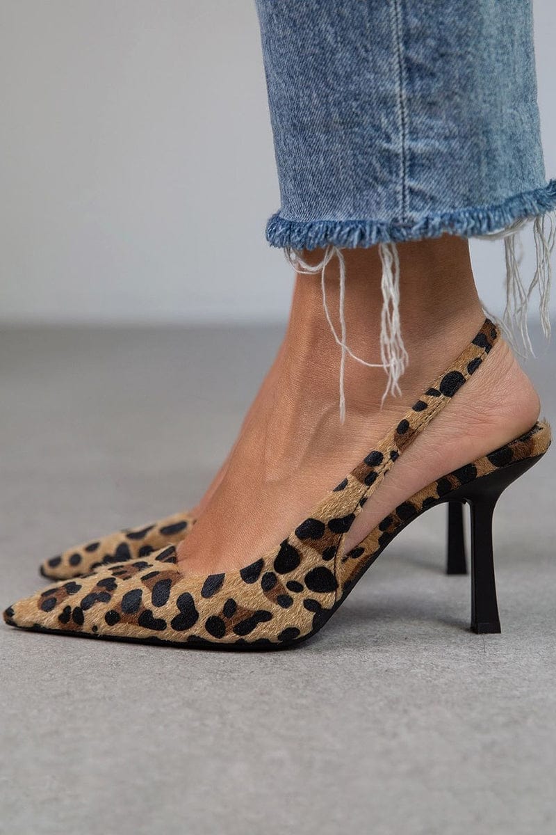 Damenschuhe mit Tiermotiv und offenem Absatz - Elena