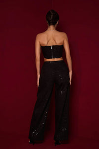Ensemble pantalon denim à paillettes Matilda