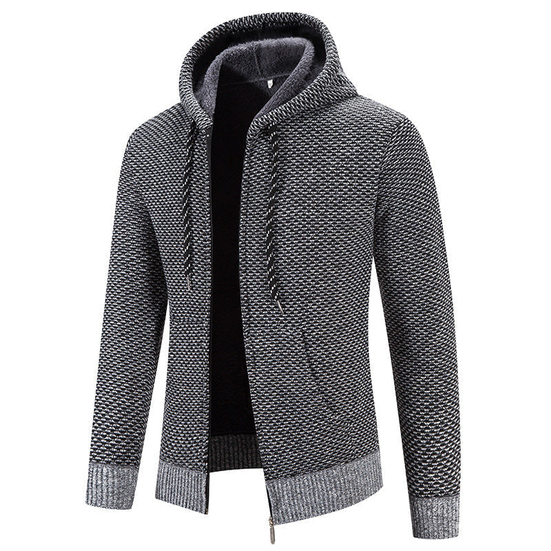 Herrenstrickjacke mit Kapuze und Innenfutter - Rynor