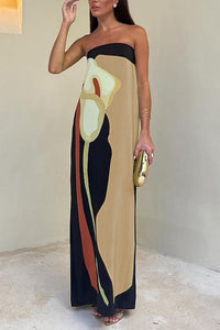 Semma - Robe longue à épaules découvertes et imprimé floral