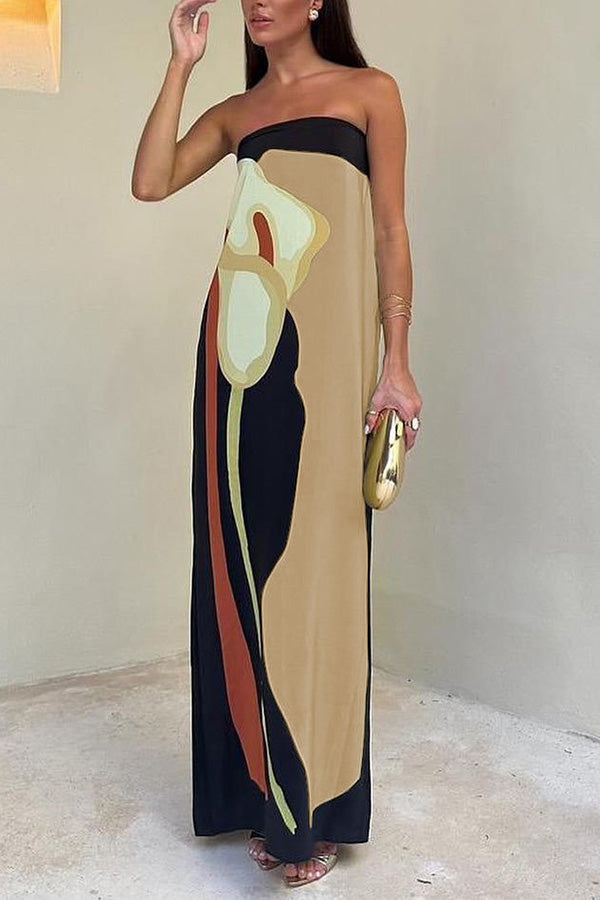 Semma - Robe longue à épaules découvertes et imprimé floral