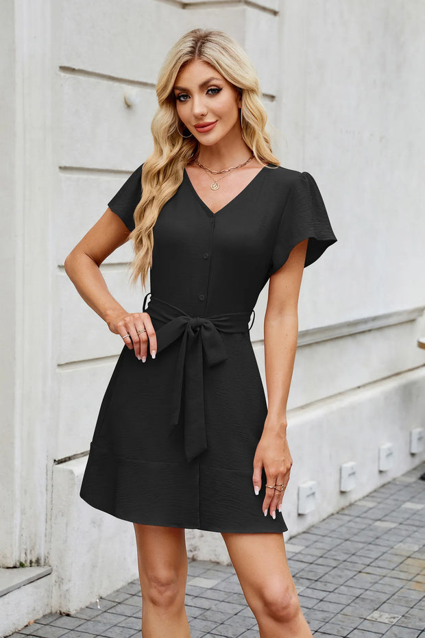 Jane - Robe unie avec décolleté en V