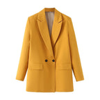 Damen-Blazer mit doppelter Knopfleiste, geradem Schnitt und spitzen Revers – Greta