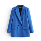 Damen-Blazer mit doppelter Knopfleiste, geradem Schnitt und spitzen Revers – Greta