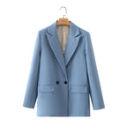 Damen-Blazer mit doppelter Knopfleiste, geradem Schnitt und spitzen Revers – Greta