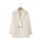 Damen-Blazer mit doppelter Knopfleiste, geradem Schnitt und spitzen Revers – Greta
