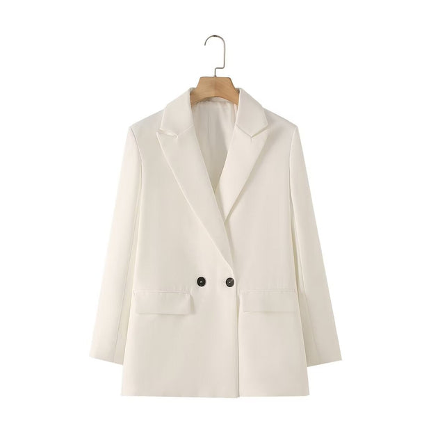 Blazer croisé pour femme, coupe droite, revers en pointe - Greta