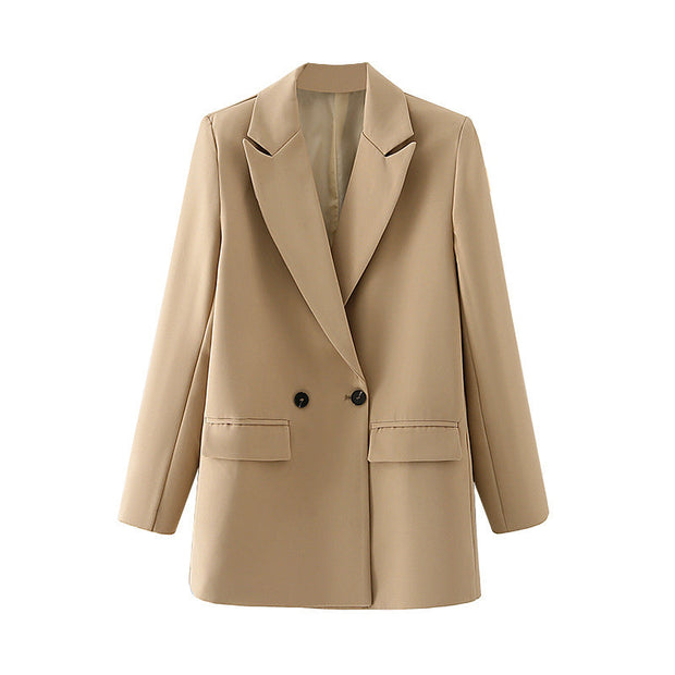 Blazer croisé pour femme, coupe droite, revers en pointe - Greta