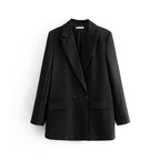 Damen-Blazer mit doppelter Knopfleiste, geradem Schnitt und spitzen Revers – Greta