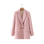Damen-Blazer mit doppelter Knopfleiste, geradem Schnitt und spitzen Revers – Greta