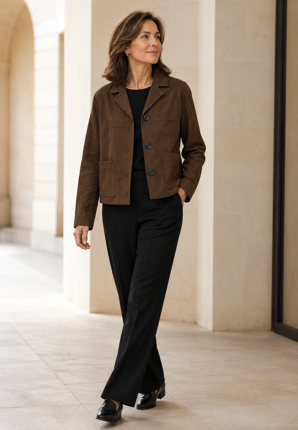 Blazer in Wildlederoptik für Damen mit Knöpfen – Sarah