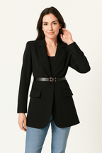 Taillierter Damenblazer mit elegantem, klassischem Gürtel – Mila