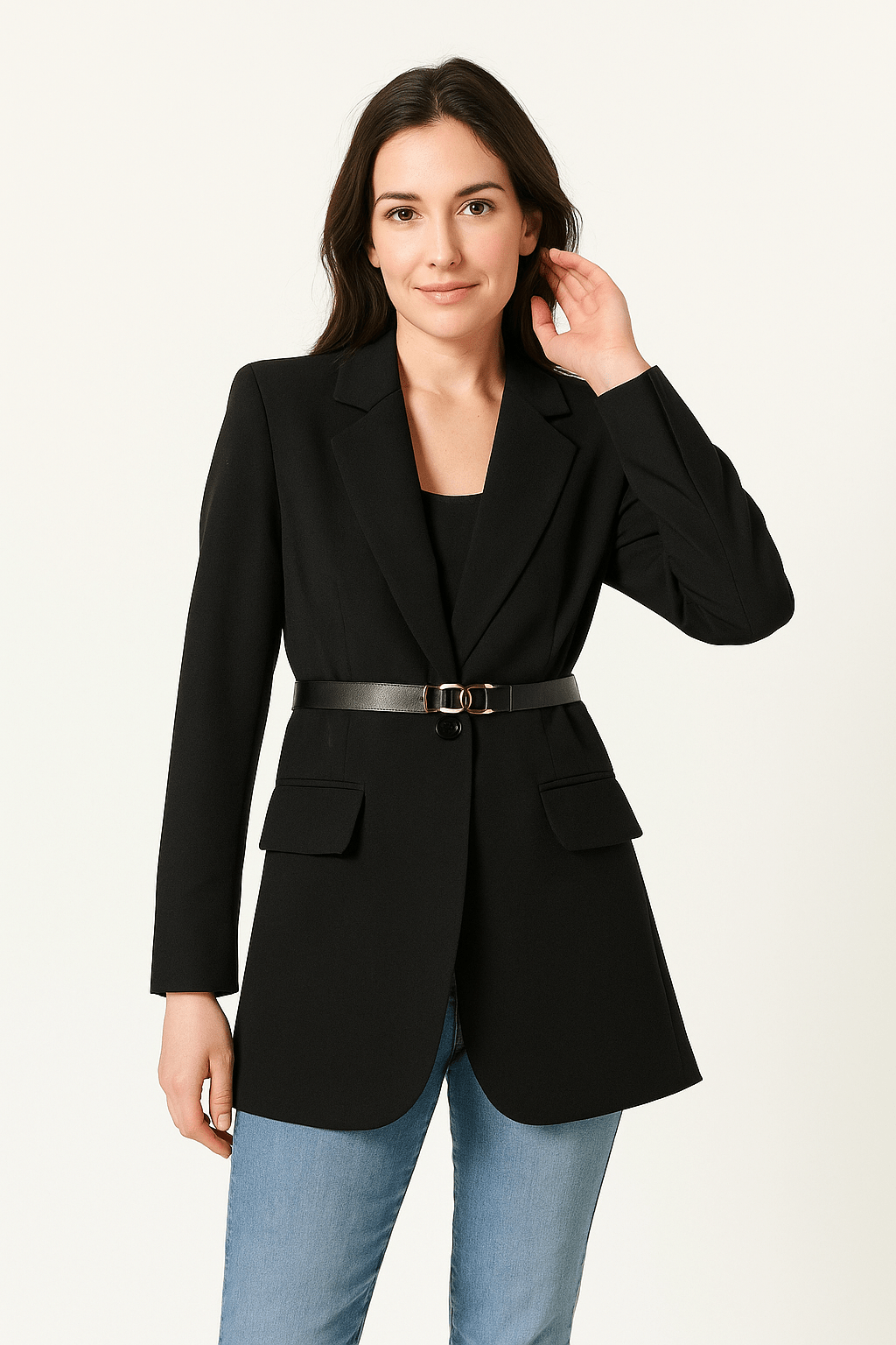 Taillierter Damenblazer mit elegantem, klassischem Gürtel – Mila