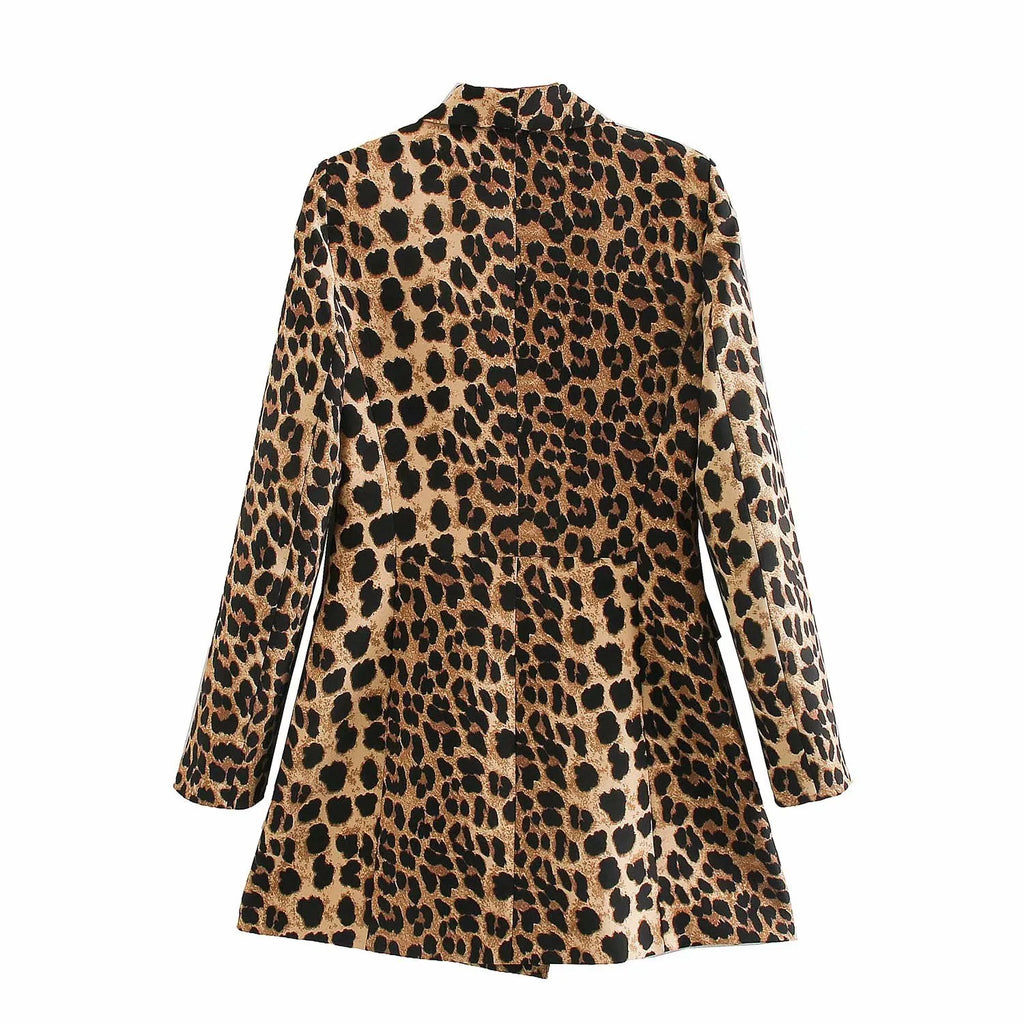 Langer Damenblazer mit Leopardenmuster – Luise