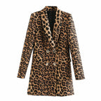 Langer Damenblazer mit Leopardenmuster – Luise