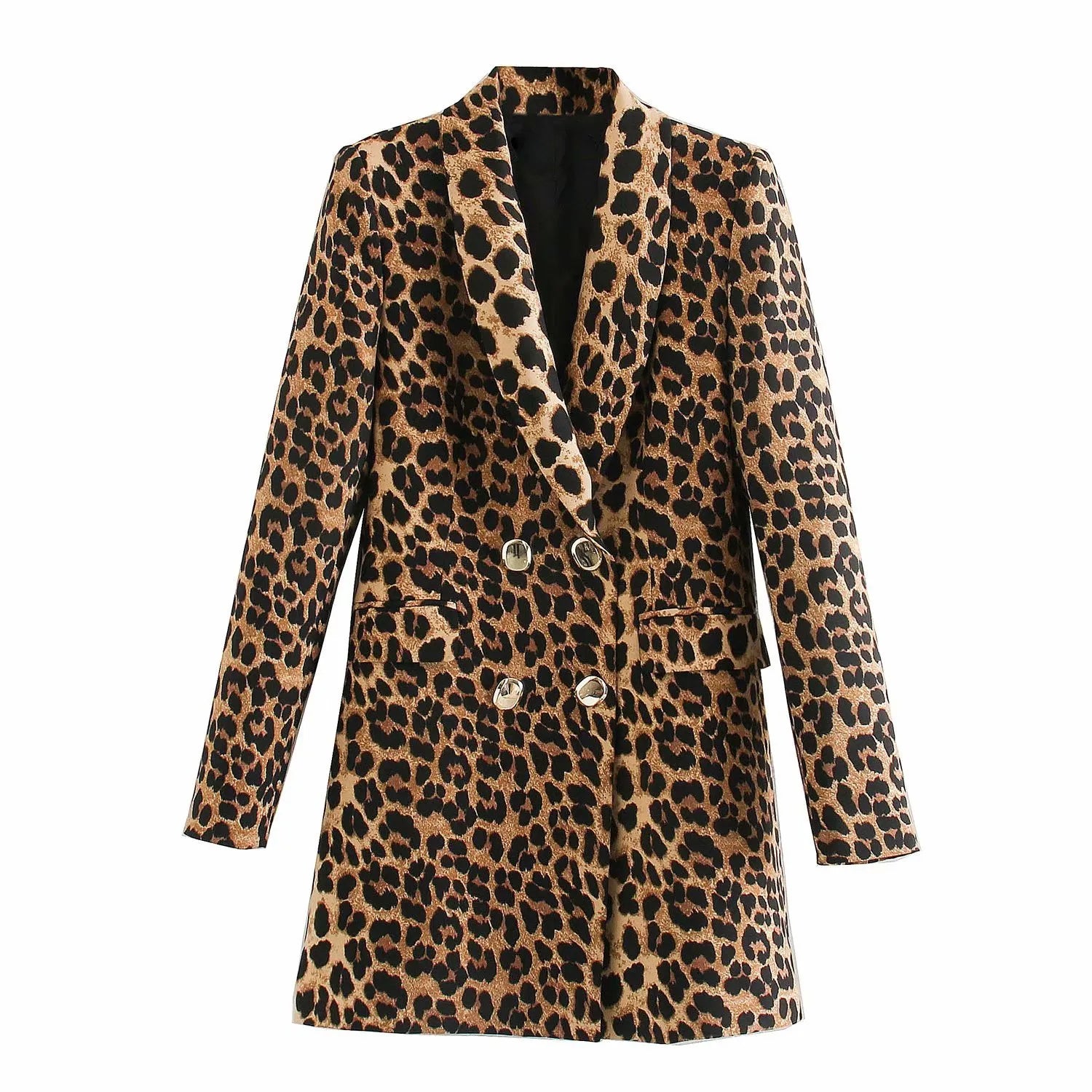 Langer Damenblazer mit Leopardenmuster – Luise