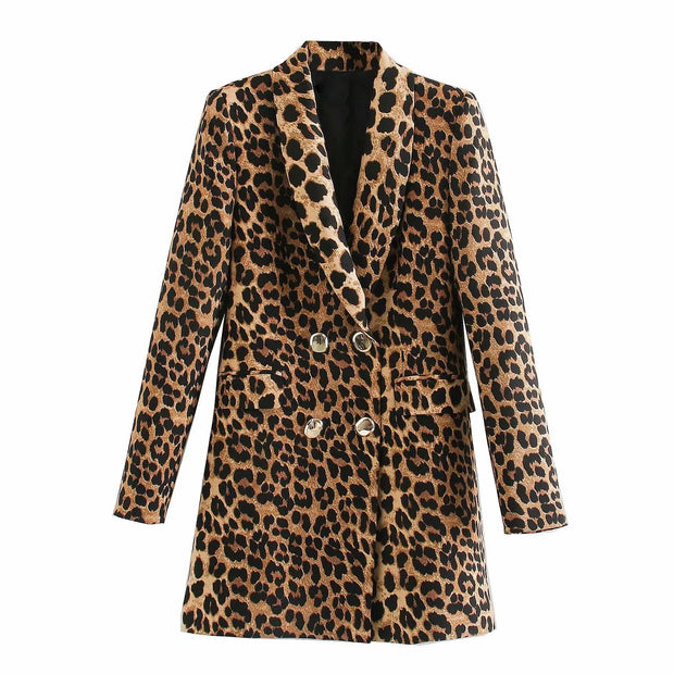 Blazer long pour femme à imprimé léopard - Luise
