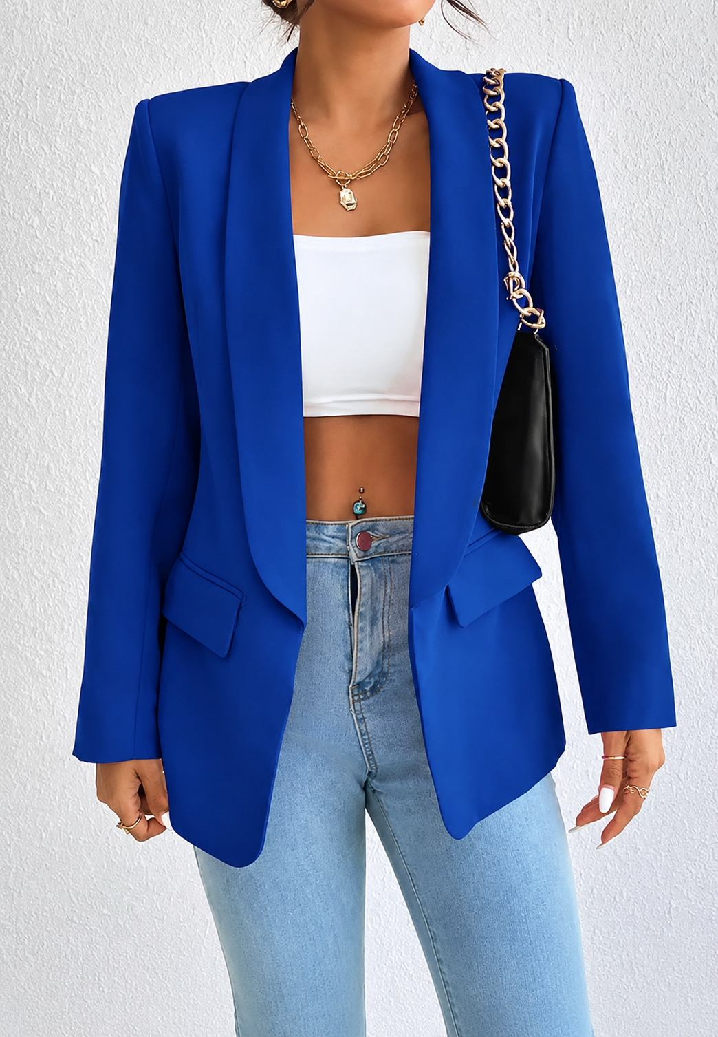 Damenblazer, gerader Schnitt, Revers, Taschen – Nora