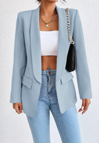 Damenblazer, gerader Schnitt, Revers, Taschen – Nora