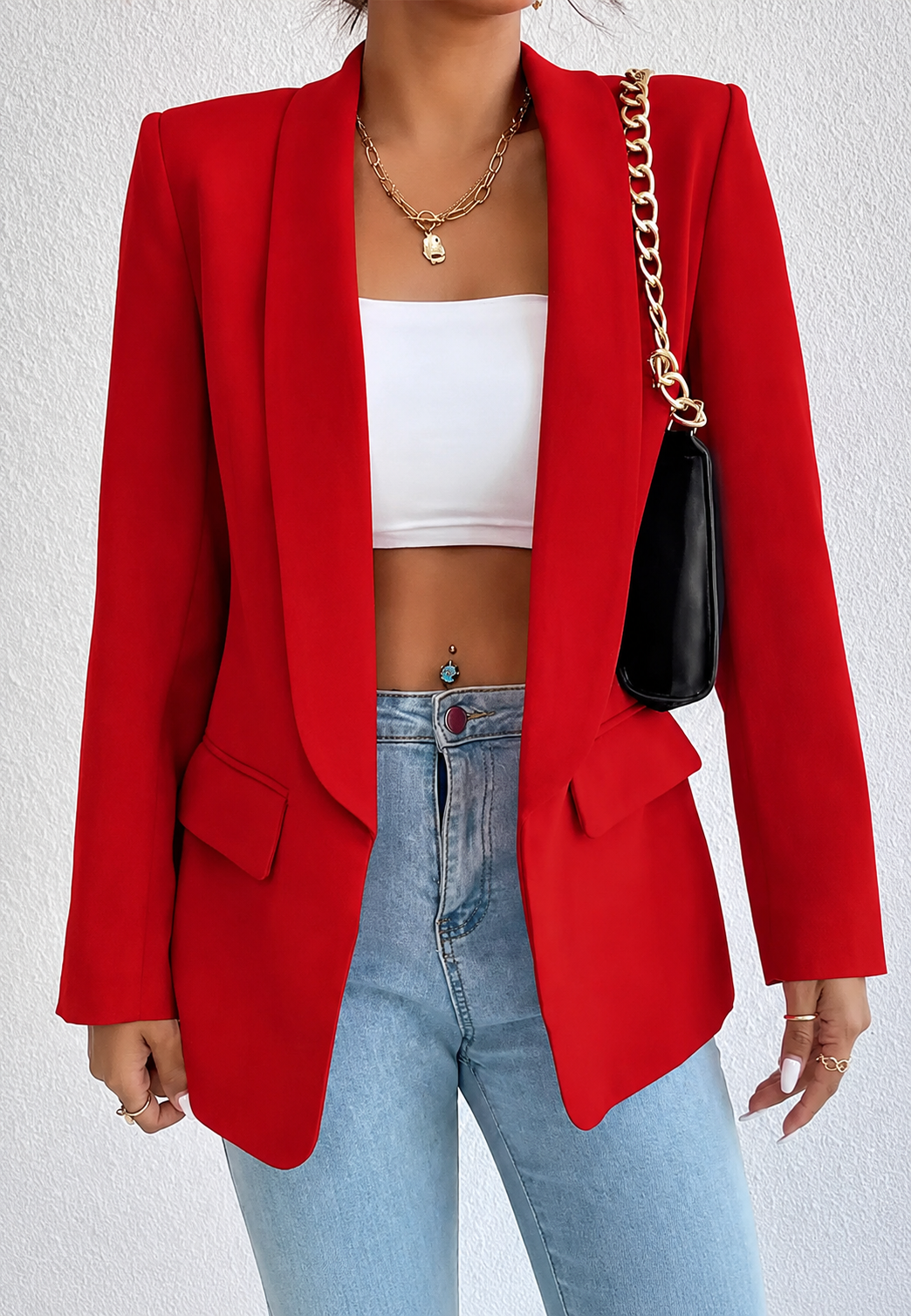 Damenblazer, gerader Schnitt, Revers, Taschen – Nora