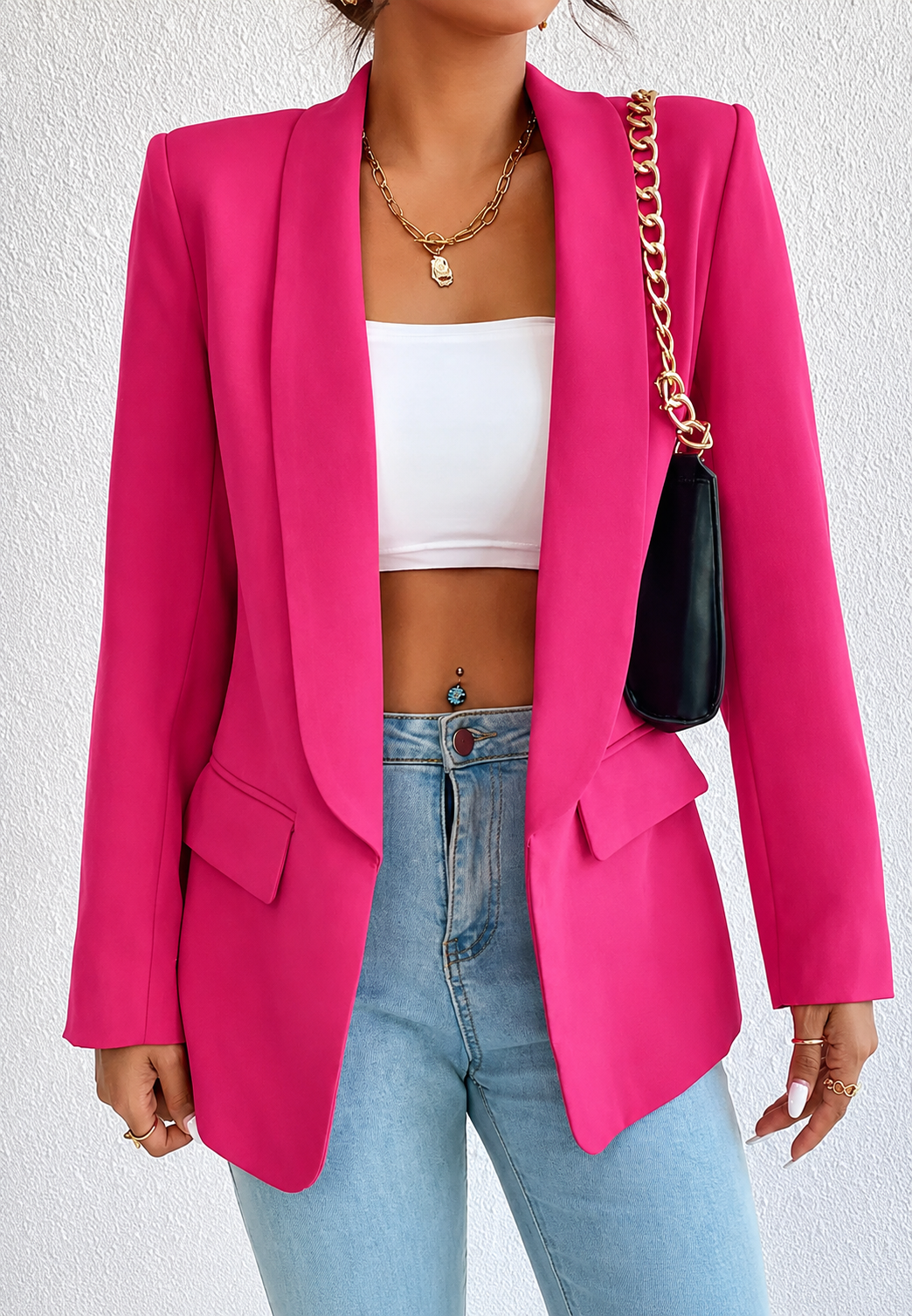 Damenblazer, gerader Schnitt, Revers, Taschen – Nora