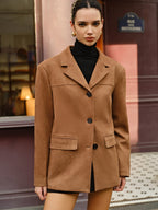 Damenblazer in Wildlederoptik, gerader Schnitt, Taschen mit Patte – Silke