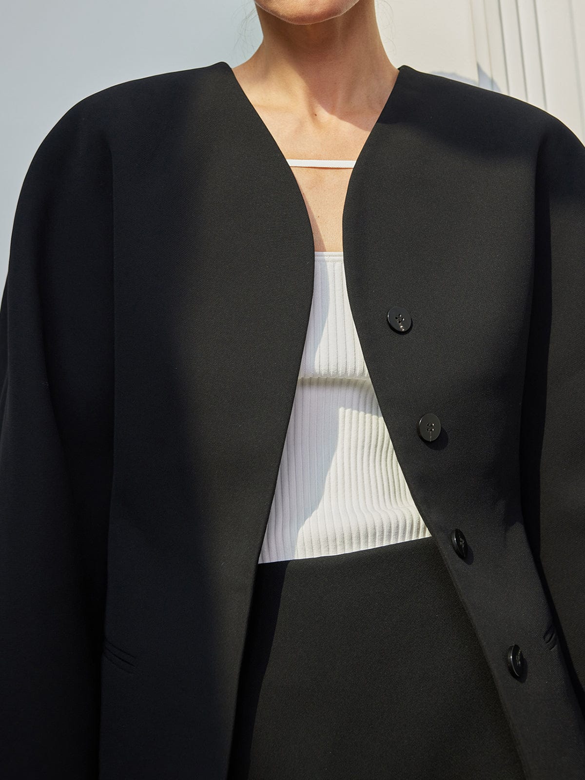 Damenblazer ohne Revers, gerader Schnitt, mit Knöpfen – Sofie