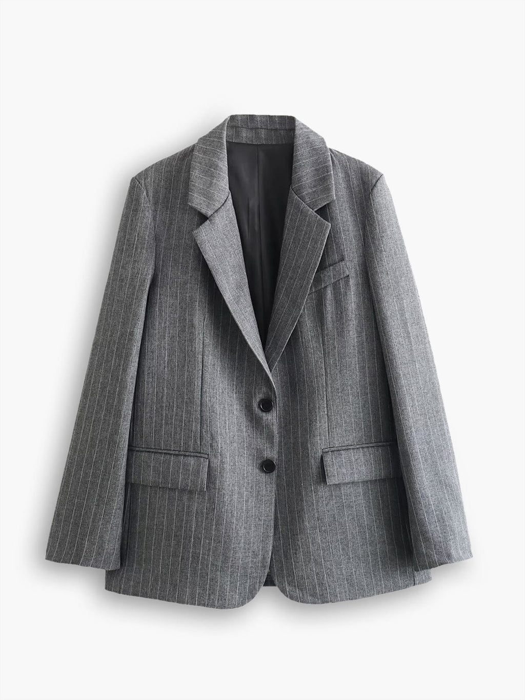 Grauer Oversize-Blazer für Damen mit zwei Knöpfen – Jana